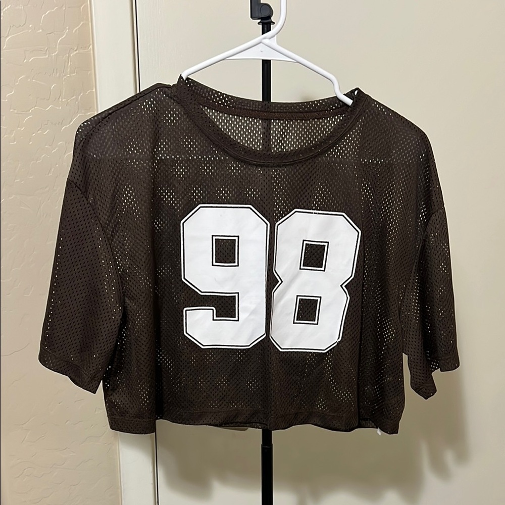 Brown Mesh Women's Top